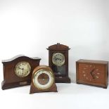 A collection of four mantel clocks