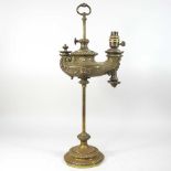 A 19th century patent brass oil lamp base