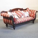 A Victorian scroll end sofa
