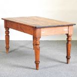 A pine kitchen table