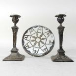 A pair of Edwardian silver table candlesticks