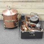 A copper coal bin