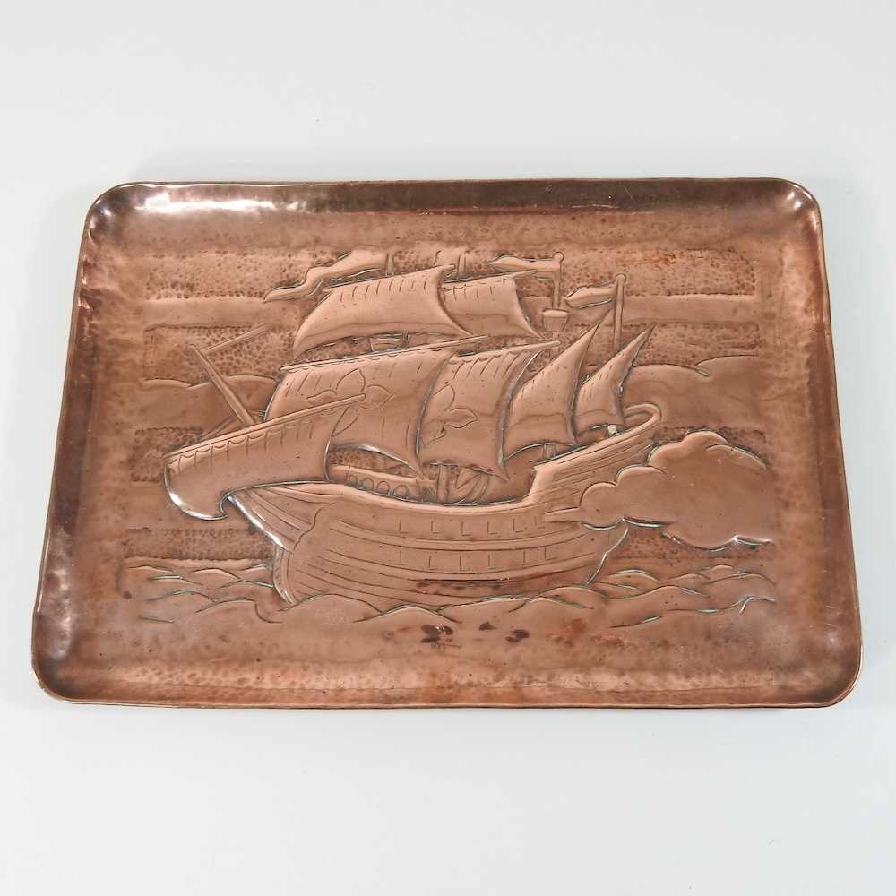 An Arts and Crafts Newlyn copper tray