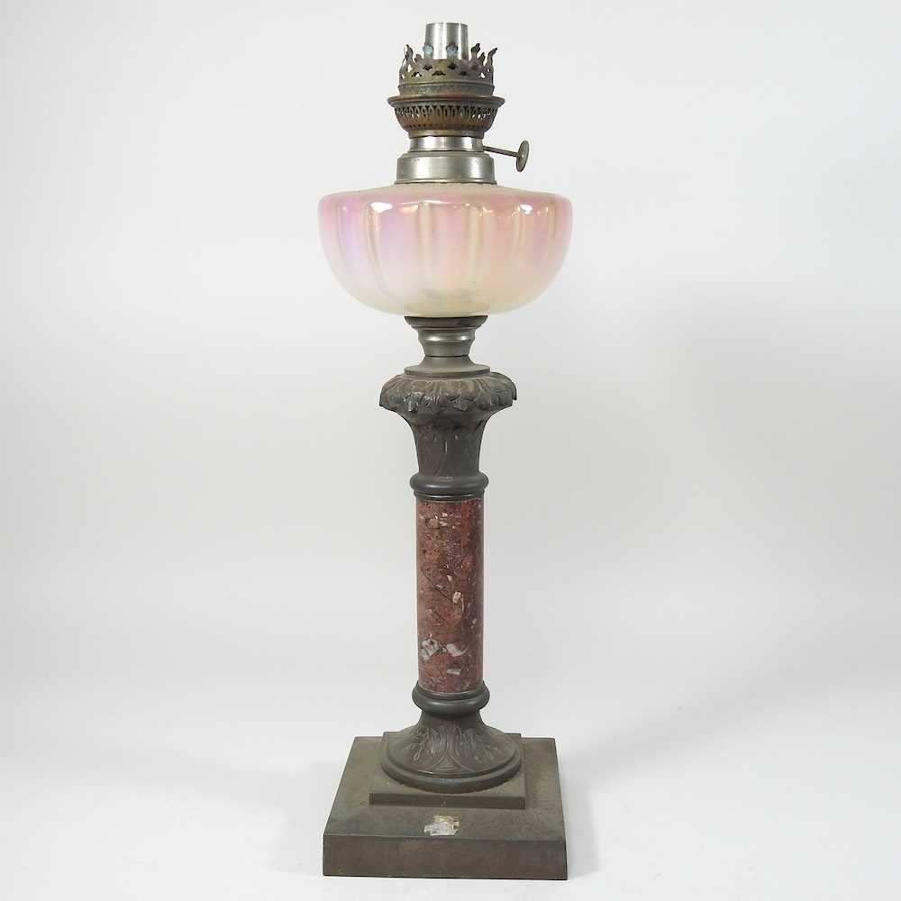 A 19th century bronzed oil lamp base