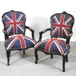 A pair of Union Jack upholstered armchairs