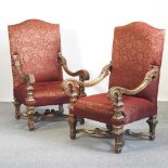 A pair of large throne chairs