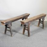 A pair of oak benches