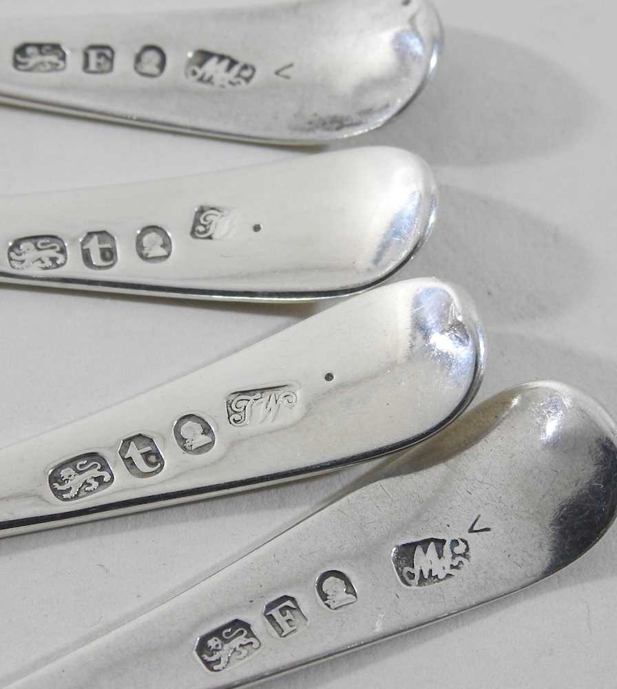 A collection of five old English pattern silver teaspoons - Image 2 of 5