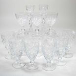 A collection of cut glass drinking glasses