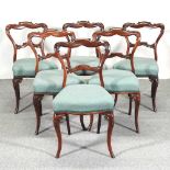A set of six Victorian rosewood dining chairs