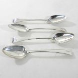 A collection of five old English pattern silver teaspoons