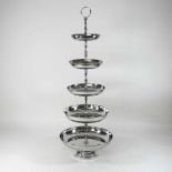 A plated five tier cake stand