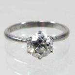 A platinum set solitaire diamond ring