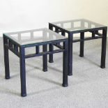 A pair of coffee tables