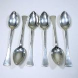 A set of six silver teaspoons