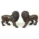 A pair of bronze lions