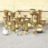 A collection of brassware