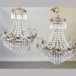 A pair of chandeliers
