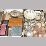 A collection of silver plated items