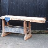 A workshop woodwork bench