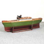 A wooden model boat