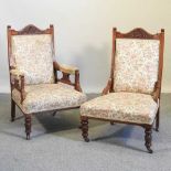 A pair of Edwardian armchairs