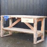 A workshop woodwork bench