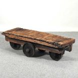 A wooden trolley
