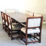 An oak dining suite