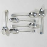 A collection of six silver teaspoons