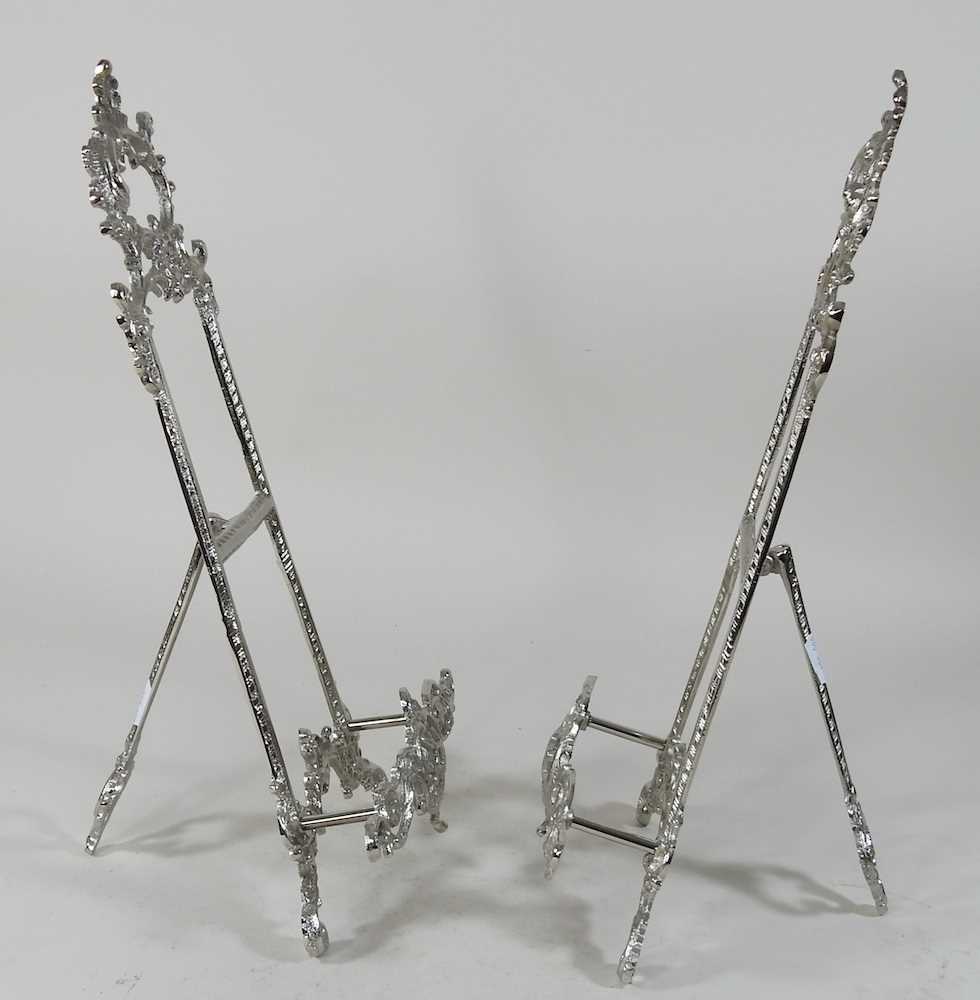 A pair of silvered metal easels - Image 2 of 3