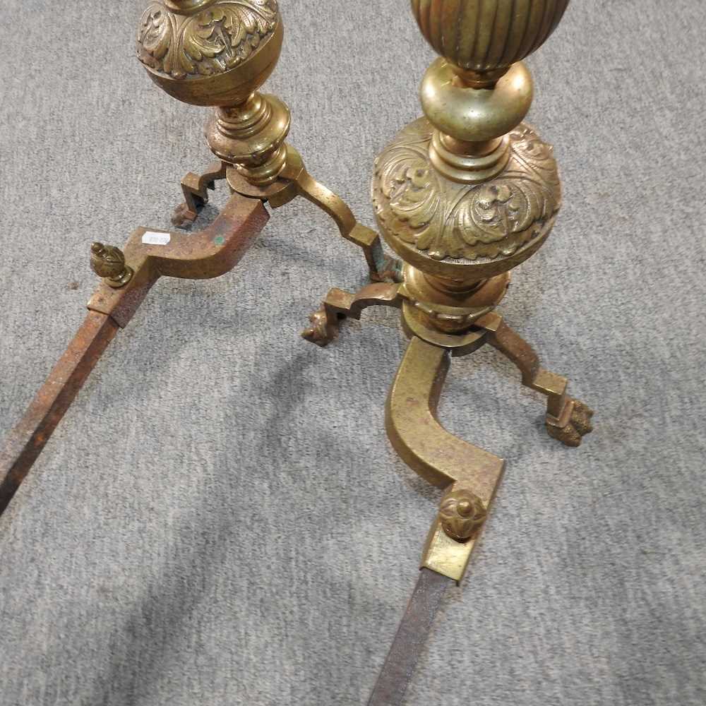 A pair of brass fire dogs - Image 4 of 4