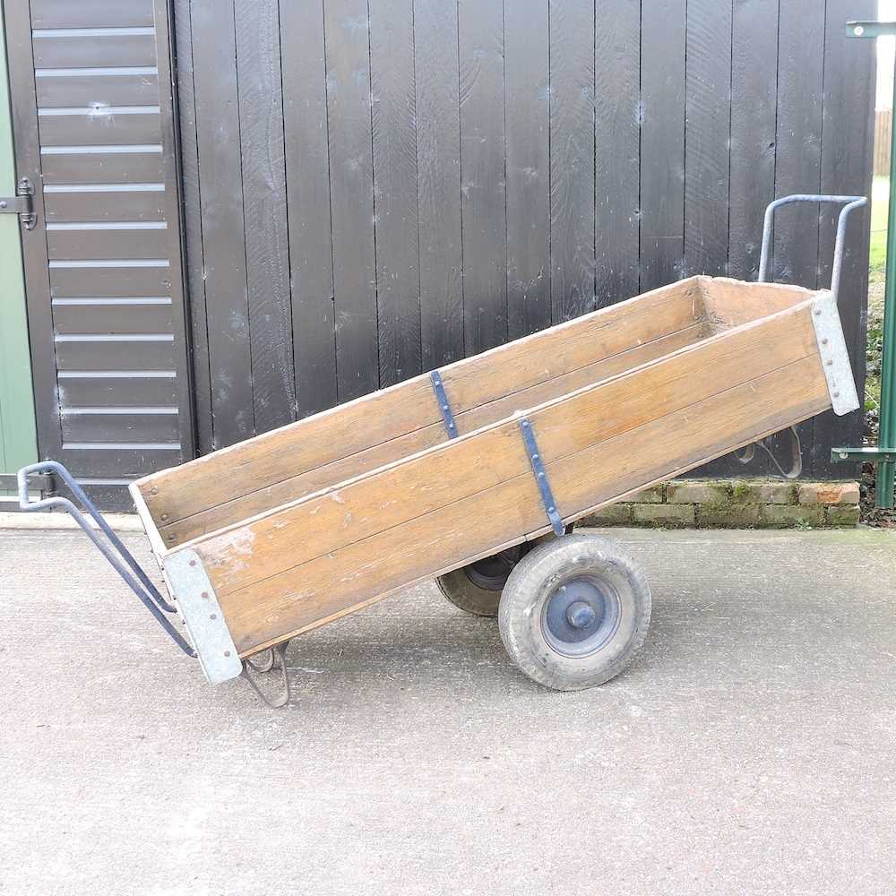 A large wooden hand cart