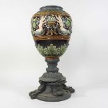 A 19th century majolica oil lamp base