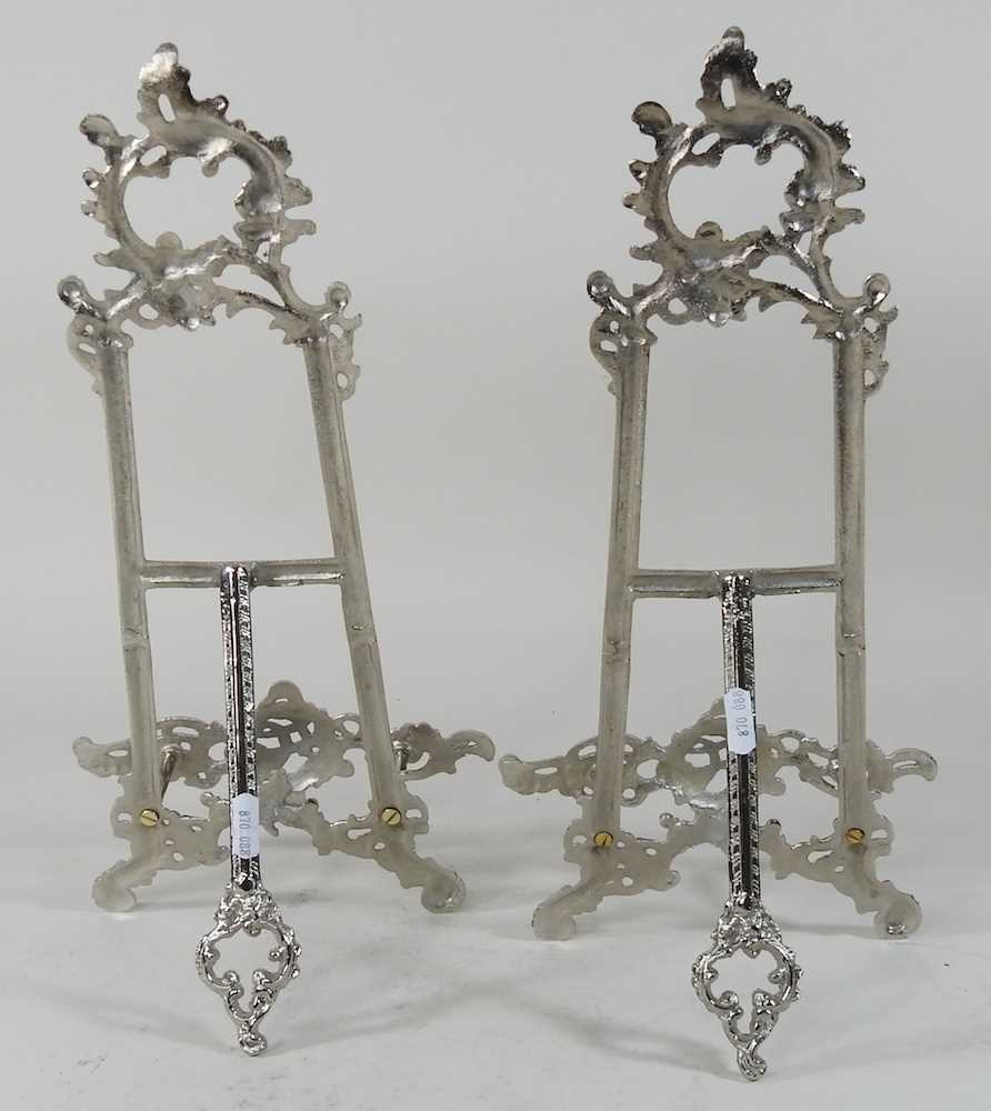 A pair of silvered metal easels - Image 3 of 3