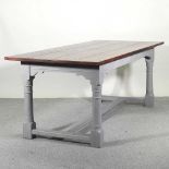 A painted oak refectory table