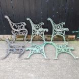 Three pairs of bench ends