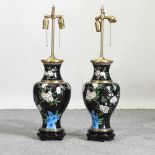 A pair of cloisonne table lamps