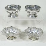 Two pairs of silver bon-bon dishes