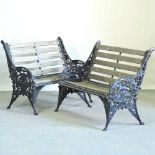 A pair of Coalbrookdale style garden benches