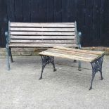 A slatted garden bench