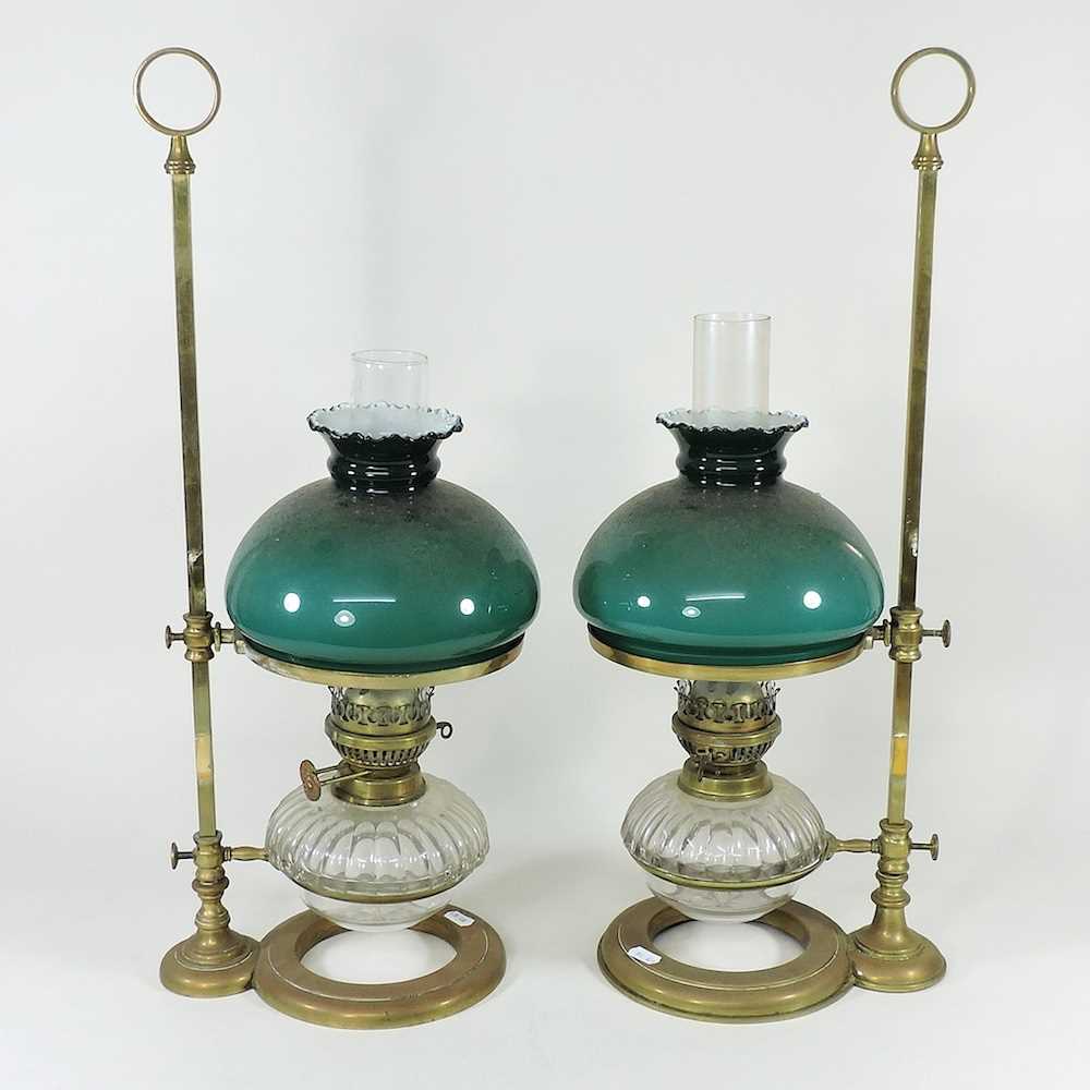 A pair of brass student lamps