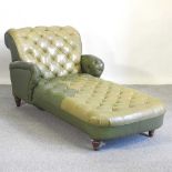 A Victorian leather upholstered day bed