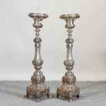 A pair of large silver plated altar sticks