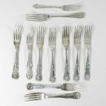 A collection of silver dessert forks