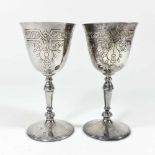 A pair of silver goblets