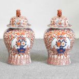 A pair of Japanese Imari ginger jars