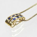 An 18 carat gold, sapphire and diamond necklace