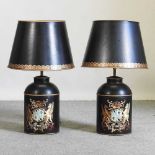 A pair of tole style table lamps