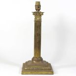 A brass table lamp base